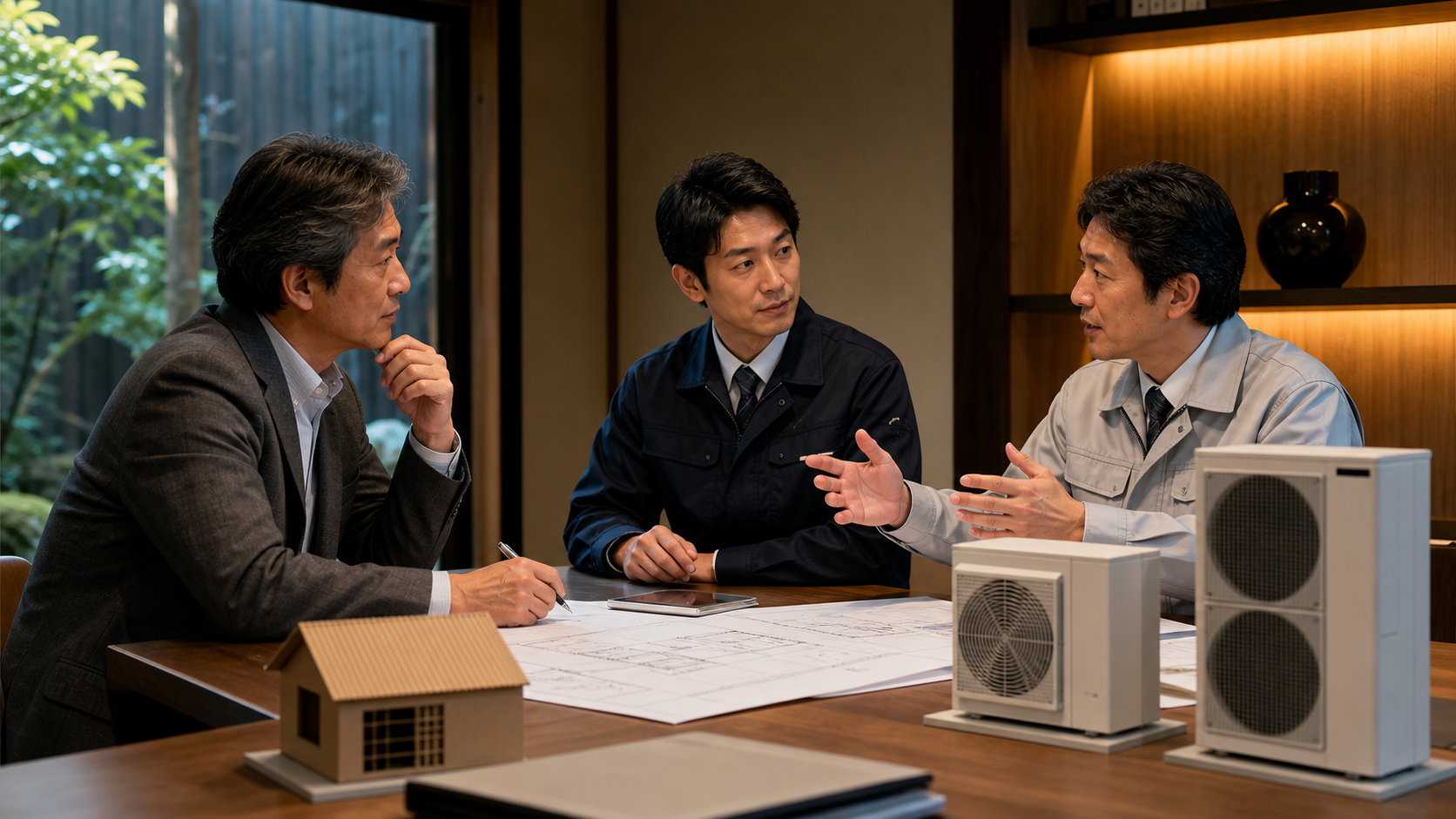 参加と合意形成を表現するヒートポンプ設備の情景