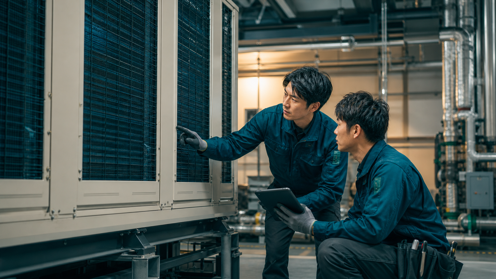 担い手と技能を表現するヒートポンプ設備の情景